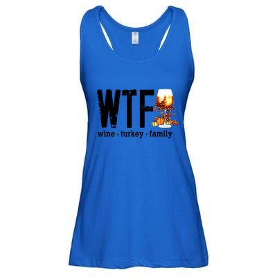 Wtf Wine Turkey Family Great Gift Funny Thanksgiving Gift Ladies Essential Flowy Tank