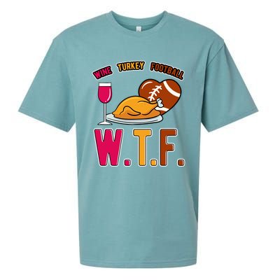 Wtf Wine Turkey Family Football I Funny Thanksgiving Gift Sueded Cloud Jersey T-Shirt