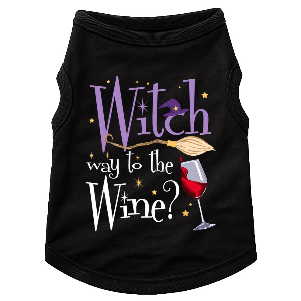 Witch Way To The Wine Halloween Ing For Wiccan Witches Gift Doggie Tank