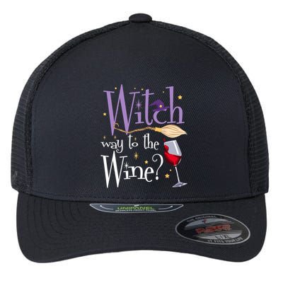 Witch Way To The Wine Halloween Ing For Wiccan Witches Gift Flexfit Unipanel Trucker Cap