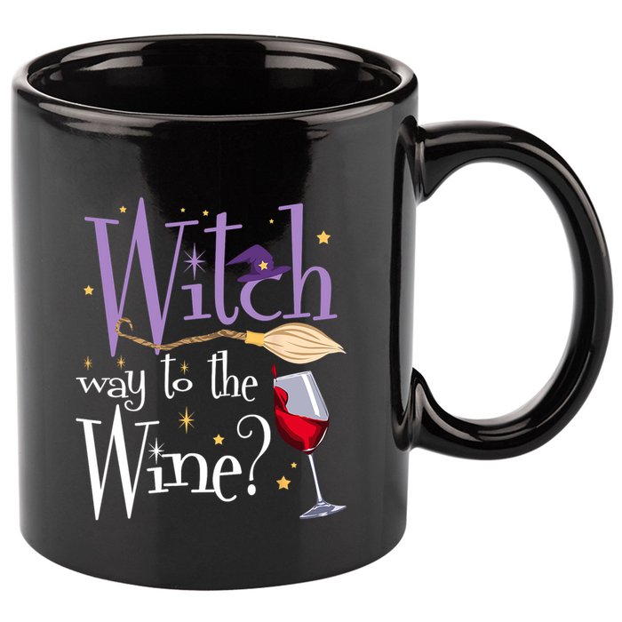 Witch Way To The Wine Halloween Ing For Wiccan Witches Gift 11oz C Handle Ceramic Mug