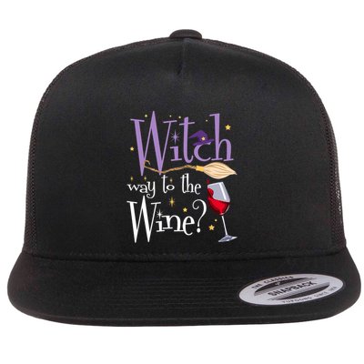 Witch Way To The Wine Halloween Ing For Wiccan Witches Gift Flatbill Hat