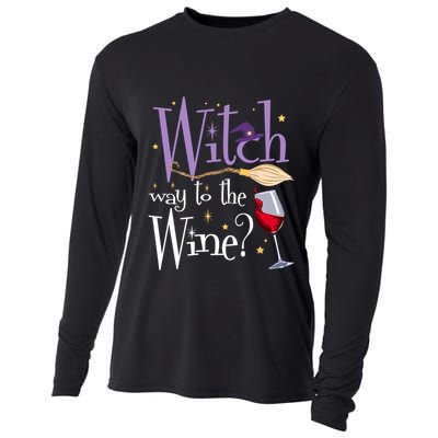 Witch Way To The Wine Halloween Ing For Wiccan Witches Gift Cooling Performance Long Sleeve Crew