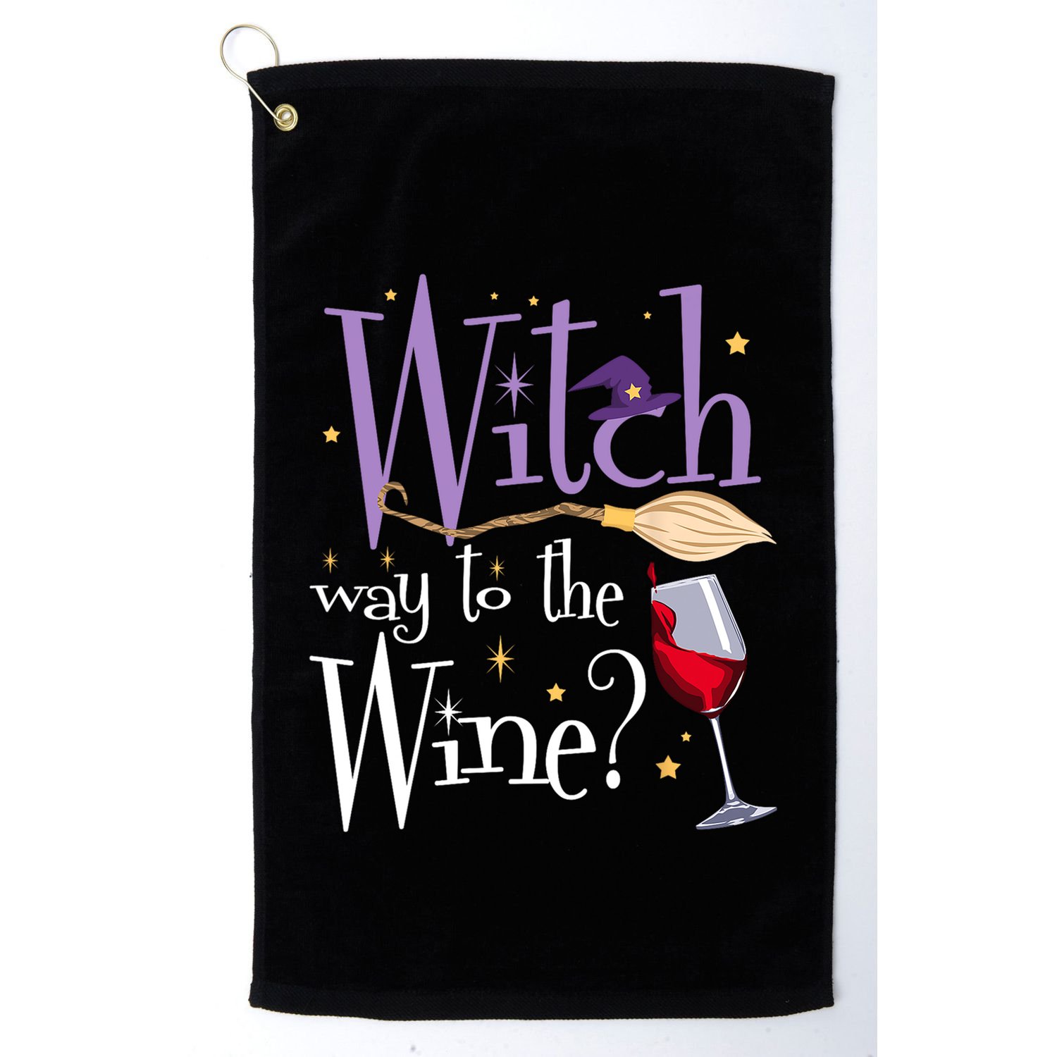Witch Way To The Wine Halloween Ing For Wiccan Witches Gift Golf Towel