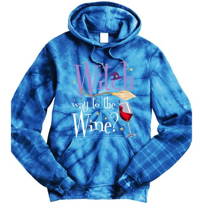 Witch Way To The Wine Halloween Ing For Wiccan Witches Gift Tie Dye Hoodie