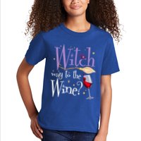 Witch Way To The Wine Halloween Ing For Wiccan Witches Gift Kids T-Shirt