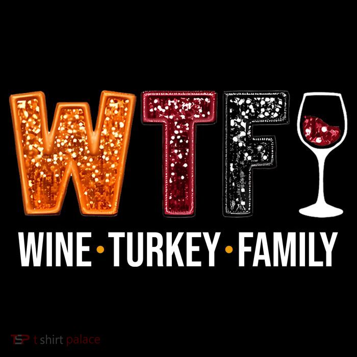 Wtf Wine Turkey Family Funny Thanksgiving Stripe Pom Pom Beanie