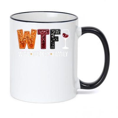 Wtf Wine Turkey Family Funny Thanksgiving 11oz Black Color Changing Mug