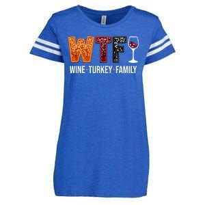 Wtf Wine Turkey Family Funny Thanksgiving Enza Ladies Jersey Football T-Shirt