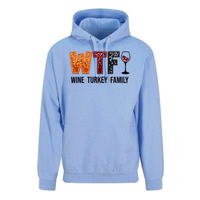 Wtf Wine Turkey Family Funny Thanksgiving Unisex Surf Hoodie