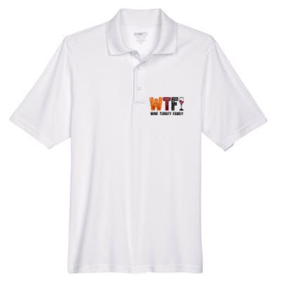 Wtf Wine Turkey Family Funny Thanksgiving Men's Origin Performance Pique Polo