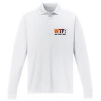 Wtf Wine Turkey Family Funny Thanksgiving Performance Long Sleeve Polo