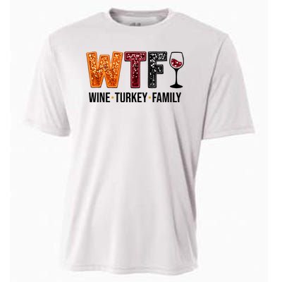 Wtf Wine Turkey Family Funny Thanksgiving Cooling Performance Crew T-Shirt