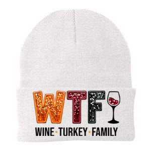 Wtf Wine Turkey Family Funny Thanksgiving Knit Cap Winter Beanie