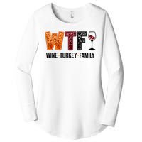 Wtf Wine Turkey Family Funny Thanksgiving Women's Perfect Tri Tunic Long Sleeve Shirt