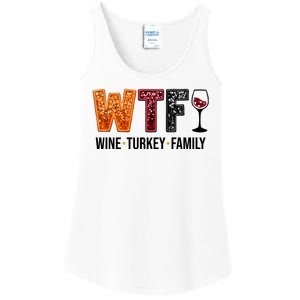 Wtf Wine Turkey Family Funny Thanksgiving Ladies Essential Tank