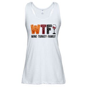 Wtf Wine Turkey Family Funny Thanksgiving Ladies Essential Flowy Tank