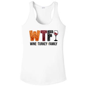 Wtf Wine Turkey Family Funny Thanksgiving Ladies PosiCharge Competitor Racerback Tank