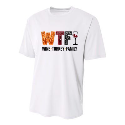 Wtf Wine Turkey Family Funny Thanksgiving Youth Performance Sprint T-Shirt