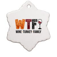 Wtf Wine Turkey Family Funny Thanksgiving Ceramic Star Ornament