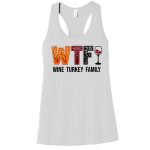 Wtf Wine Turkey Family Funny Thanksgiving Women's Racerback Tank