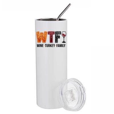 Wtf Wine Turkey Family Funny Thanksgiving Stainless Steel Tumbler