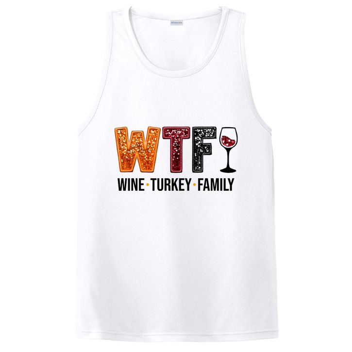 Wtf Wine Turkey Family Funny Thanksgiving PosiCharge Competitor Tank