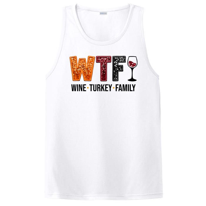 Wtf Wine Turkey Family Funny Thanksgiving PosiCharge Competitor Tank