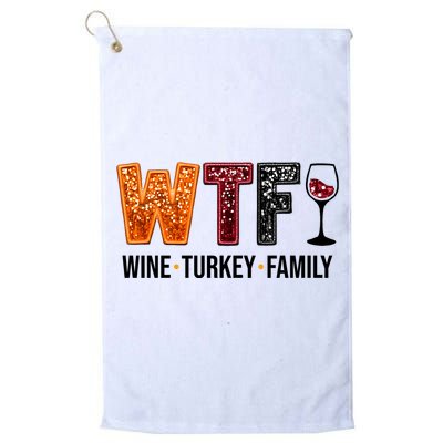 Wtf Wine Turkey Family Funny Thanksgiving Golf Towel