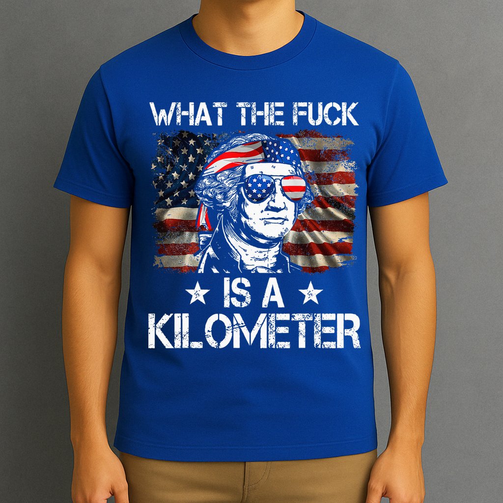 Wtf What The Fuck Is A Kilometer George Washington 4th July T-Shirt