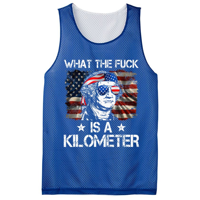 Wtf What The Fuck Is A Kilometer George Washington 4th July Mesh Reversible Basketball Jersey Tank