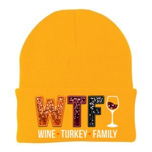 Wtf Wine Turkey Family Great Gift Knit Cap Winter Beanie