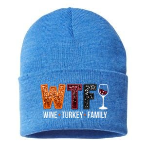 Wtf Wine Turkey Family Great Gift Sustainable Knit Beanie