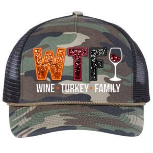 Wtf Wine Turkey Family Great Gift Retro Rope Trucker Hat Cap