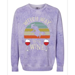 Witch Way To The Wine Funny Witch Costume Colorblast Crewneck Sweatshirt