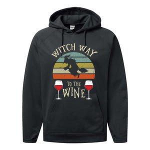 Witch Way To The Wine Funny Witch Costume Performance Fleece Hoodie