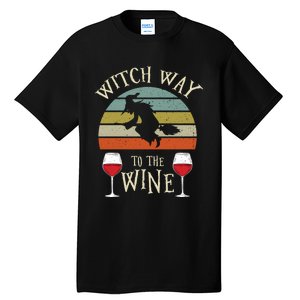 Witch Way To The Wine Funny Witch Costume Tall T-Shirt