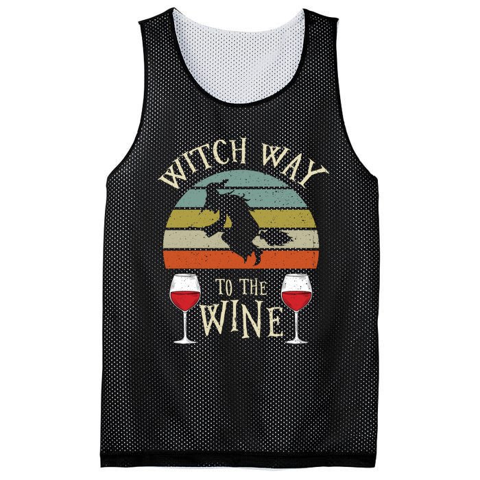 Witch Way To The Wine Funny Witch Costume Mesh Reversible Basketball Jersey Tank