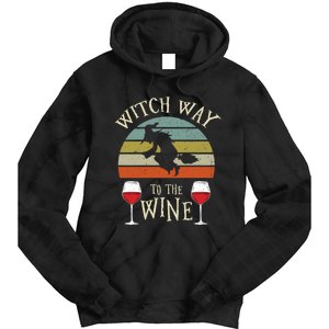 Witch Way To The Wine Funny Witch Costume Tie Dye Hoodie