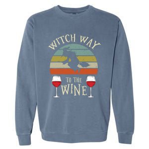 Witch Way To The Wine Funny Witch Costume Garment-Dyed Sweatshirt