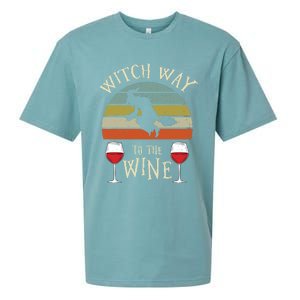 Witch Way To The Wine Funny Witch Costume Sueded Cloud Jersey T-Shirt