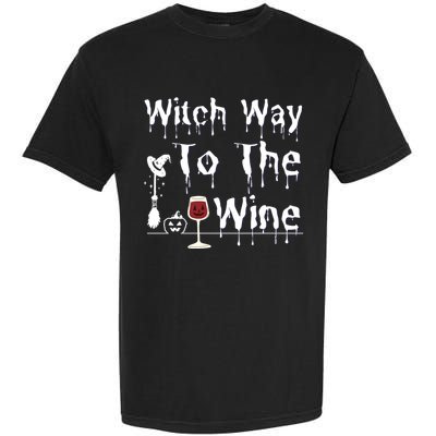 Witch Way To The Wine Halloween Drinking Garment-Dyed Heavyweight T-Shirt