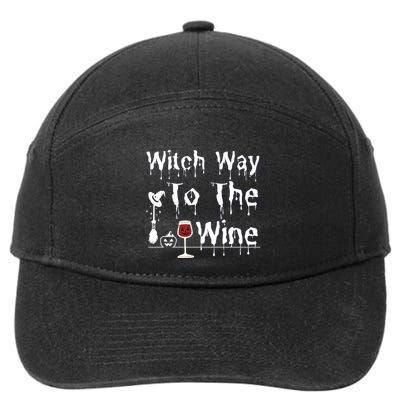 Witch Way To The Wine Halloween Drinking 7-Panel Snapback Hat