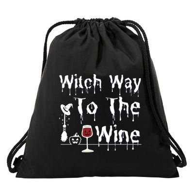 Witch Way To The Wine Halloween Drinking Drawstring Bag