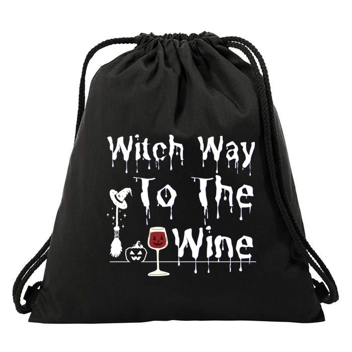 Witch Way To The Wine Halloween Drinking Drawstring Bag