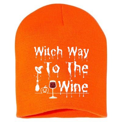 Witch Way To The Wine Halloween Drinking Short Acrylic Beanie