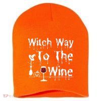 Witch Way To The Wine Halloween Drinking Short Acrylic Beanie