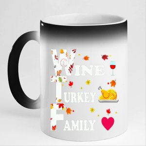 WTF Wine Turkey Family Shirt Funny Thanksgiving Day 11oz Black Color Changing Mug