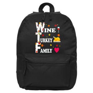 WTF Wine Turkey Family Shirt Funny Thanksgiving Day 16 in Basic Backpack