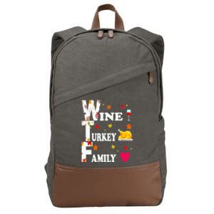 WTF Wine Turkey Family Shirt Funny Thanksgiving Day Cotton Canvas Backpack